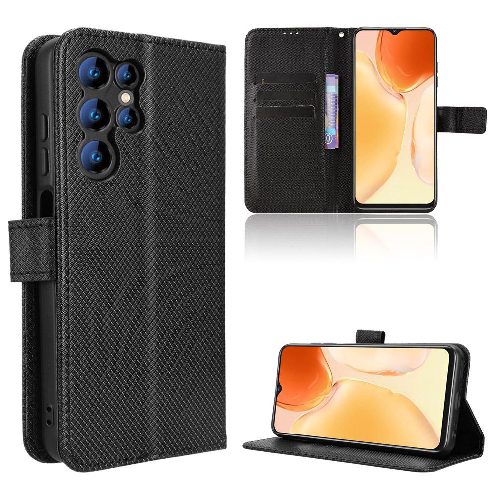 For Oukitel C1 Pro/Oukitel C1 Leather Wallet Case with Strap Diamond Texture Phone Cover