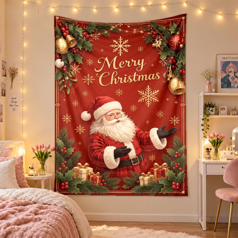 Christmas Printed Tapestry Wall Hanging For Bedroom Living Room Wall Decor Holiday Gift