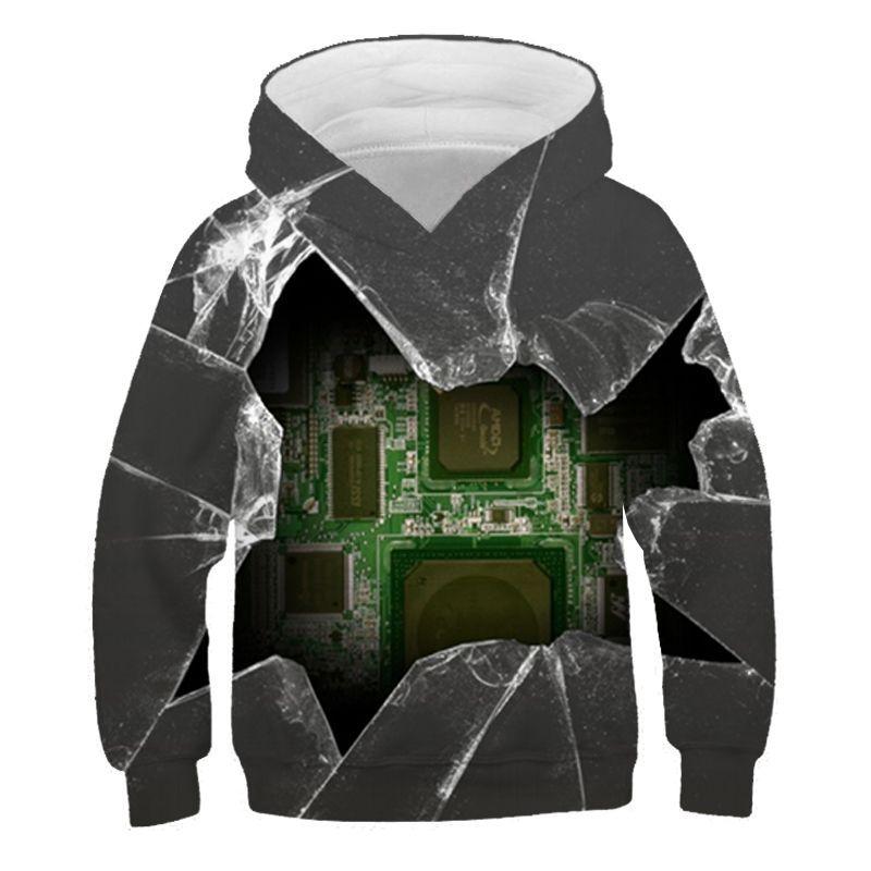 Electronic Chip Grpahic Hoodies for Men Clothing 3D Circuit Board CPU Printed Hooded Pullovers Funny Kids Hoodie Swaetshirt Tops