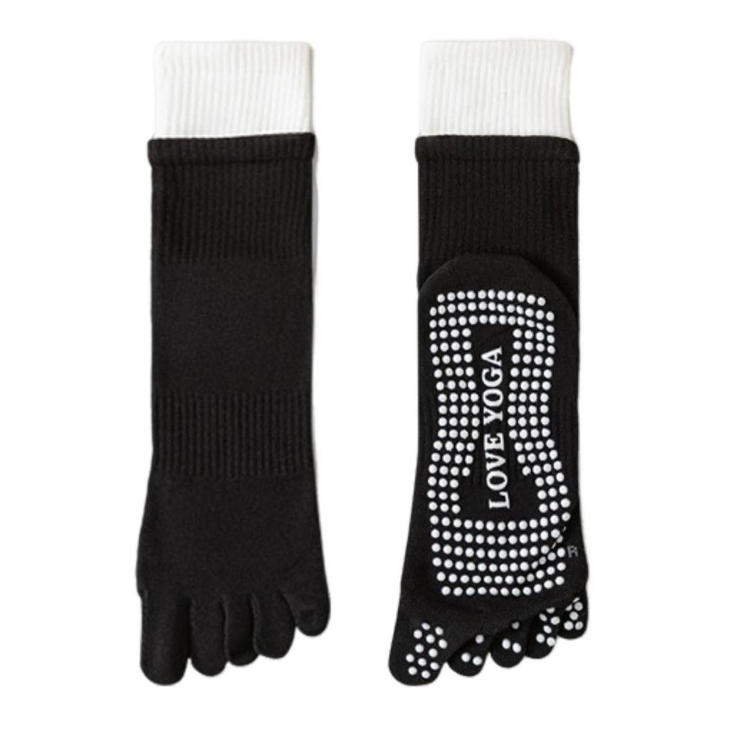 1 Paar Yoga-Zehensocken mit rutschfester Greifer, atmungsaktiv, feuchtigkeitsableitend, für Ballett, Tanz, Fitness, Pilates, Sport, Fitnessstudio, Sport, Wadensocken