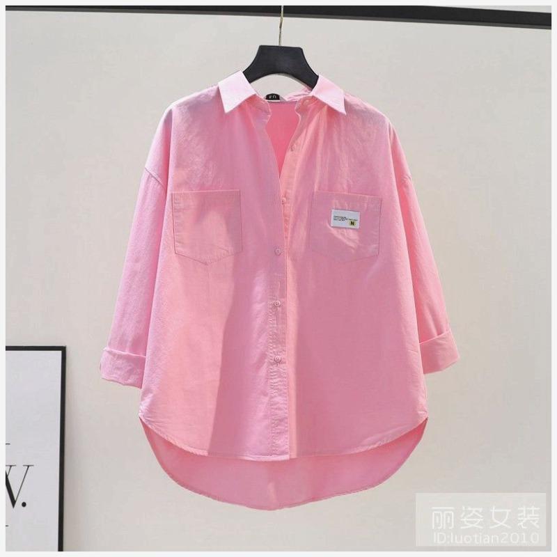 Pure Cotton Shirt Tops for Women Spring and Summer New Korean Style Loose and Versatile Cardigan Shirt