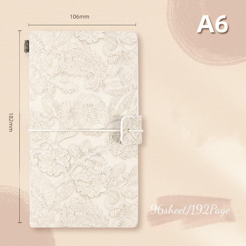 

Винтажный блокнот A6 с тисненым кружевным ремешком, Моранди, портативный журнал, книга для путешествий, дневник, канцелярские товары, школьные принадлежности