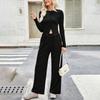 Women's 2 Piece Solid Color Casual Sportswear Long Pants Set