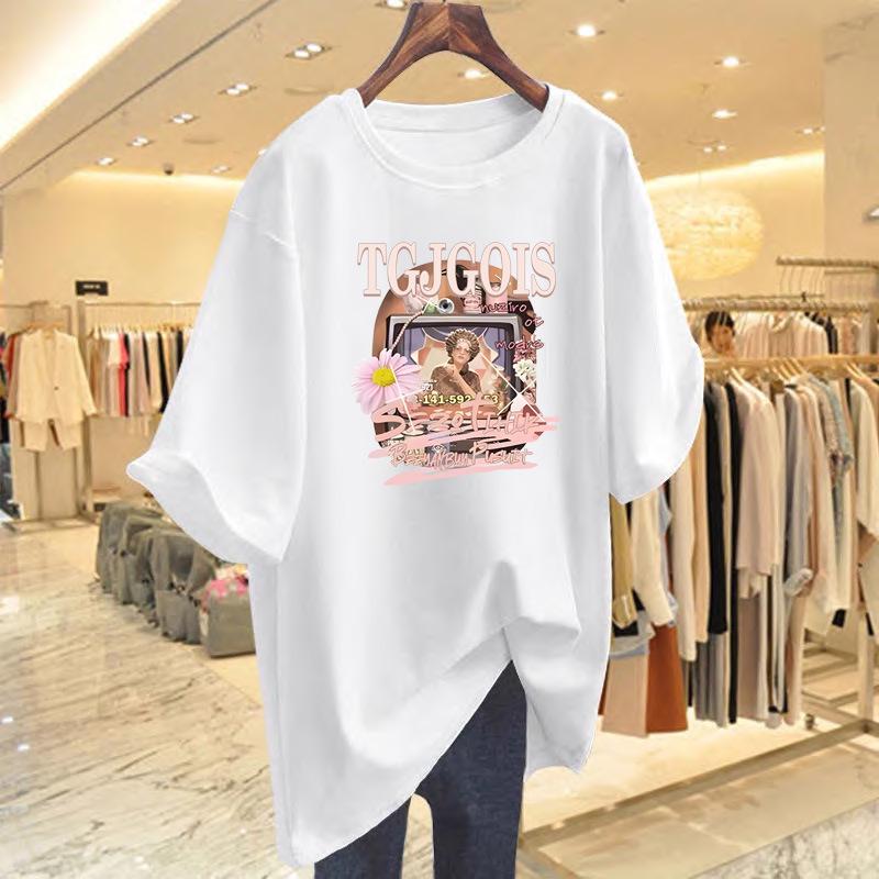 

New Summer Short Sleeve Crew Neck Cotton T-Shirt - Loose Fit Casual Top XL