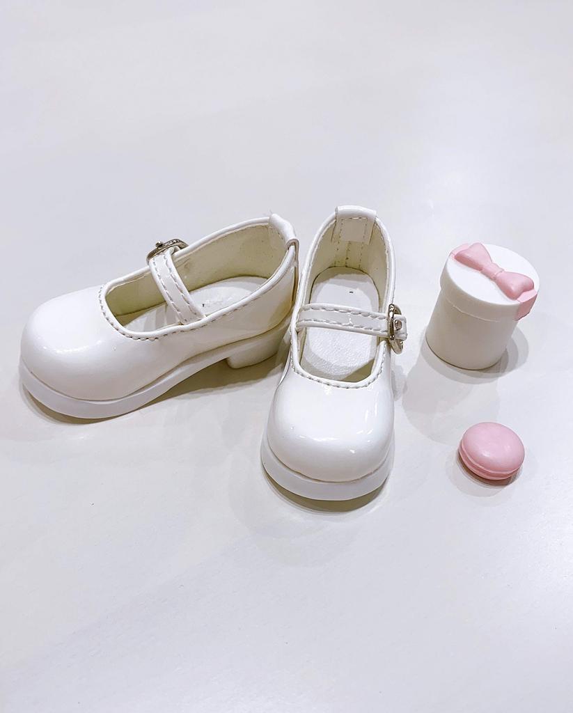 Sunny Step Doll Scale Doll Strap Lolita Enamel Shoes, White, 1/4 Shoes, Black, (White, 1/4 Scale)