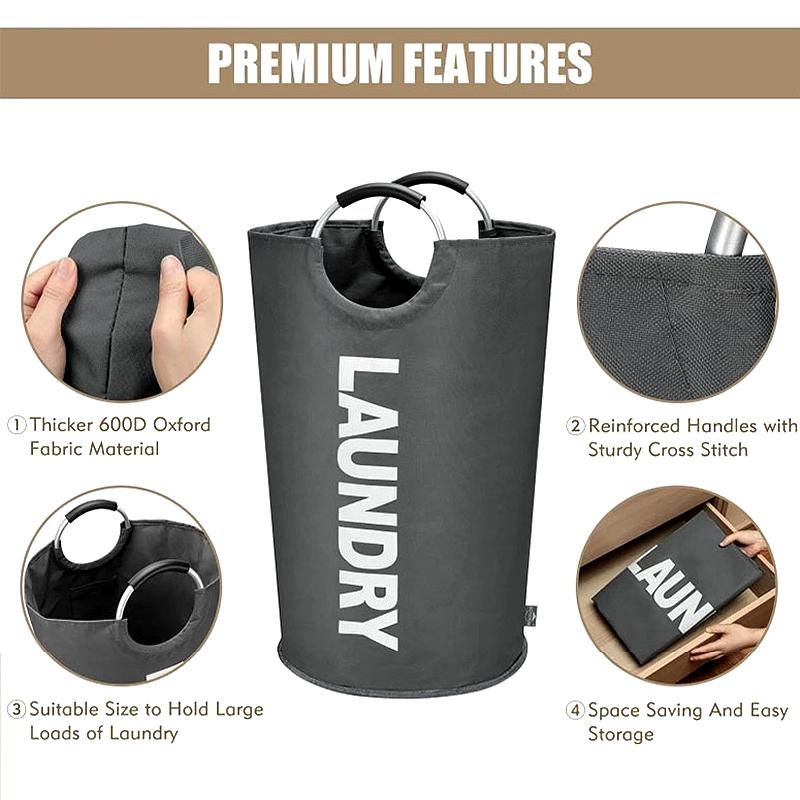 90L Super Large Laundry Basket Oxford Fabric Waterproof Laundry Bag Dirty Clothes Storage Basket Foldable Laundry Basket Travel