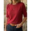 Women Comfort Versatile T-Shirt, Casual Round Neck Shoulder Short Sleeve Top for Inner & Outer Wear