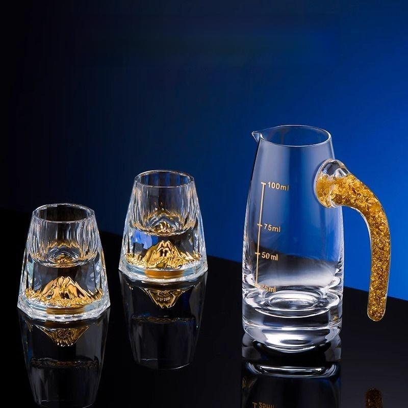 Dispenser Measuring Pot Wine Bottle Gold Foil Lead-Free Crystal Glass Sake Small Container Wine Cup 100Ml Liquor