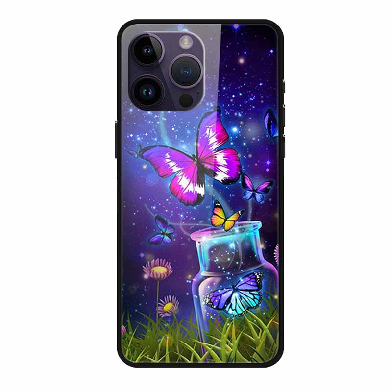 Glass Back Cover For iphone 16 Pro Max Phone Case 16Pro Max Hard Tempered Glass Case For iphone 15 Pro Max Case Soft TPU Bumper