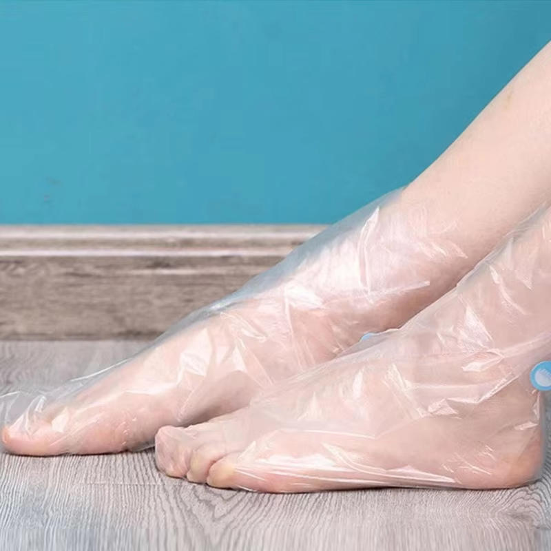 100Pcs/Pack Disposable Foot Covers Plastic Transparent Shoes Cover Paraffin Bath Wax SPA Therapy Bags Liner Booties Bag
