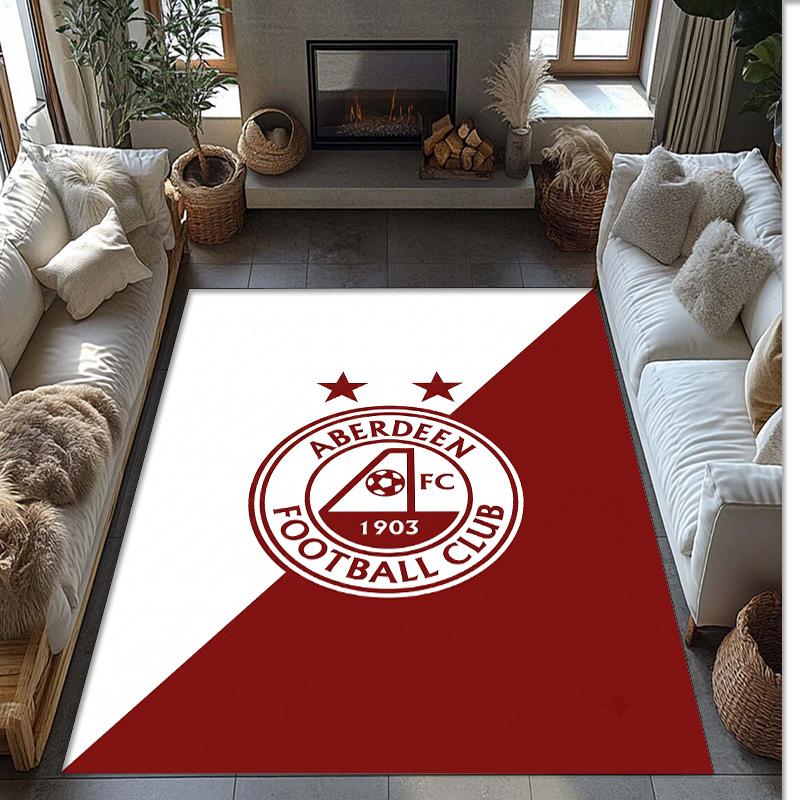 Aberdeen FC Soccer Football Pattern Soft Area Rug Non Slip Indoor Floor Carpet Sports Decor Mat for Bedroom