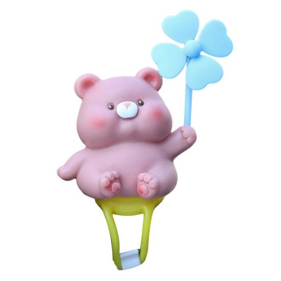 Cartoon Windmill Car Decoration with Soft Doll Cute Rotary Ornament for Dashboard Handlebar & Vent Solar/Manual Spin Fun Summer Gift for Car Bike
