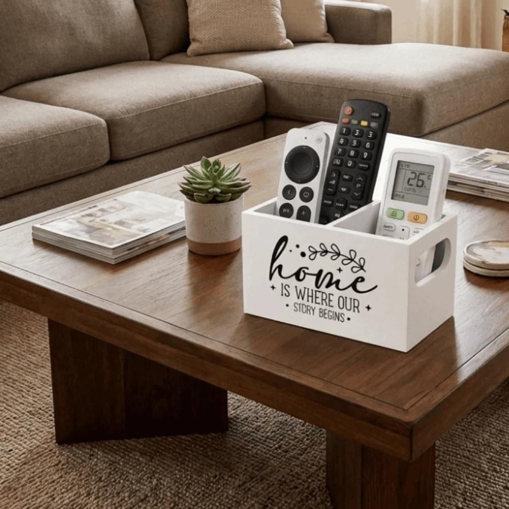Wooden Remote Control Storage Box Simple Stationery Storage Box Desktop Decoration