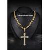 Copper Inlaid Zirconium High-end Heavy Industry Cross Pendant Light Luxury Religious Jewelry Cuban Chain Accessories Men