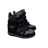 Autumn 2025 Velcro Women's Color Block High-Top Wedge Sneakers with Hidden Heel