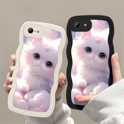 Stoßfeste Handyhülle für iPhone 11 15 12 13 14 Pro Max XR XS X 7 8 Plus 6S SE Weiches TPU Silikon Welle Niedliche Katze Hülle Funda