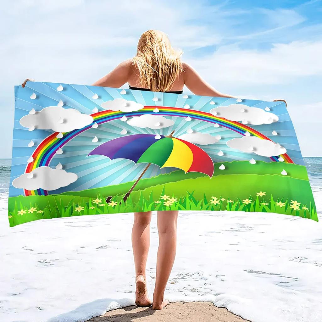 Übergroßes Strandtuch Weich Extra Groß Pool Handtücher für Erwachsene Männer Reise Decke Kreuzfahrt Urlaub Stuhlbezug Regenbogen Druck