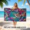 Music General Theme Beach Towel Personalized Custom Name & Text Soft Quick Dry Beach Towel for Swimming Travel