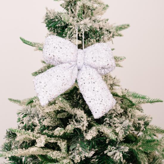 Christmas Bowknot Sparkling Sequins Decor Twist Tie Velvet Bows Xmas Tree Wreaths Garland Gift Wrapping Wedding Decor