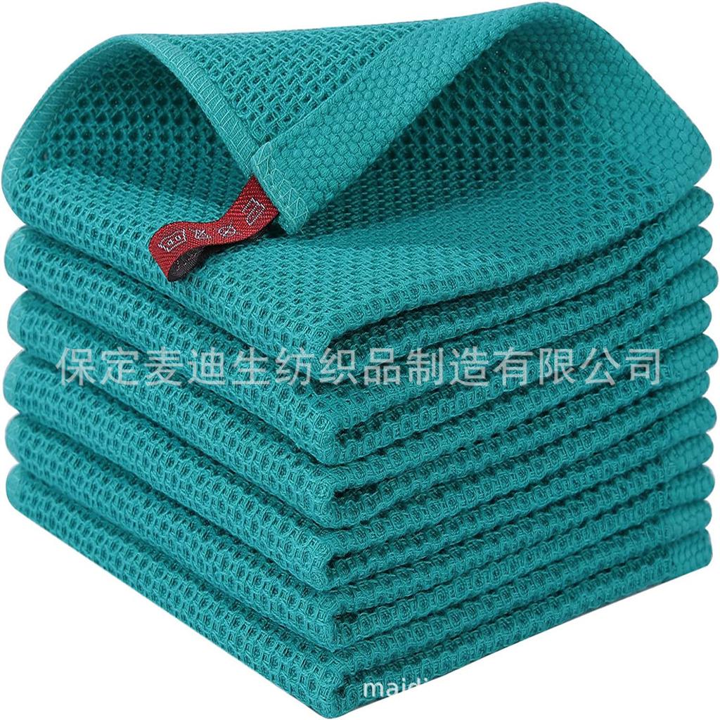 Pure cotton waffle honeycomb towel is soft and absorbent. Various sizes can be combined, packaged and barcoded.