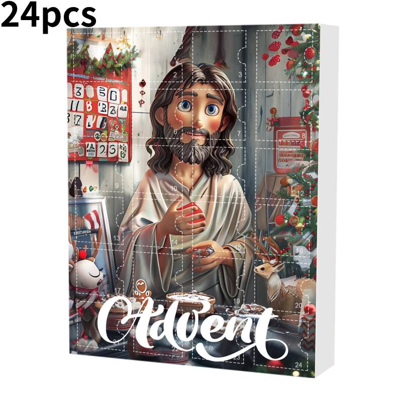 

24 Christmas Advent Day Calendar Blind Box Jesus Pendant Countdown Decoration Style I