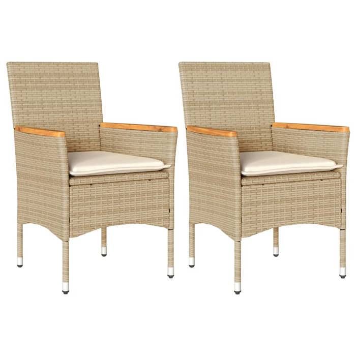 VidaXL Set of 2 Garden Chairs with Cushions, Seats with Armrests, Armchairs with Backrest, Patio Furniture, 368121