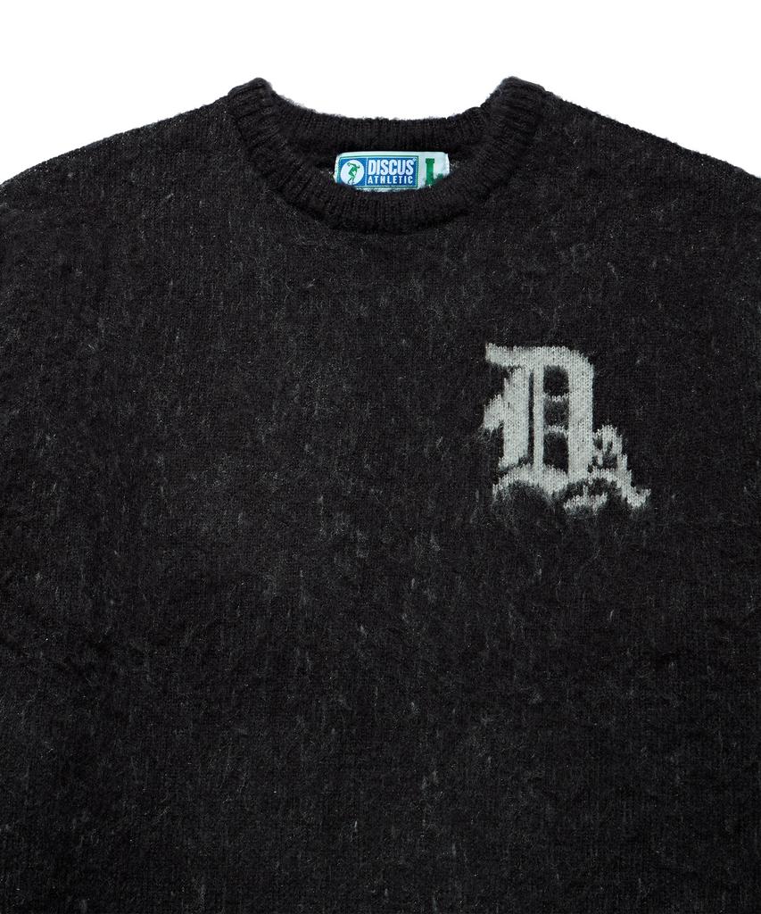 DISCUS ATHLETIC Gothic Logo Jacquard Knit Sweater Charcoal