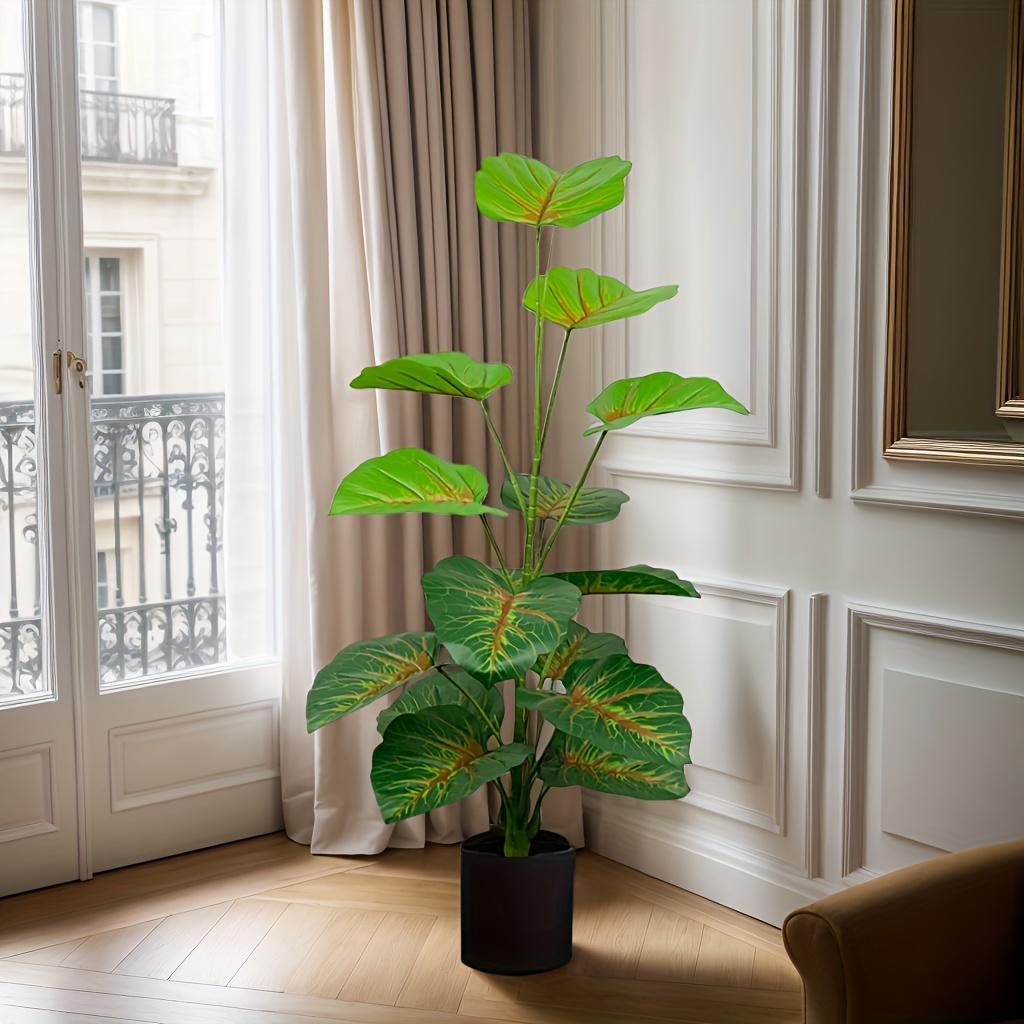 43" Artificial Palm Tree With 15 Green Leaves - Outdoor UV Resistant Artificial Plant For Various Room Types, Does Not Include Pot