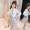 Spring 2023 Girls' JK Plaid Skirt 3-Piece Set: Sweater & College Style Suit