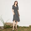 V-neck floral fashionable age reducing dress