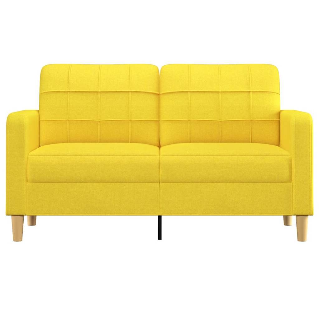 2 Seater Sofa Light Yellow 140 Cm Fabric