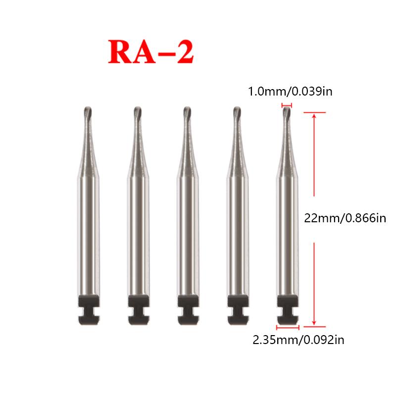 

5Pcs/Box Dental Tungsten Carbide Burs Low Speed Round Ra Series For Dental Lab Or Clinic Shank Dia.=2.35Mm Length=22.5Mm