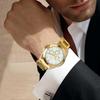 JewelryWe Men's Analog Watch Gold Stainless Steel Band White Casual Business Timepiece