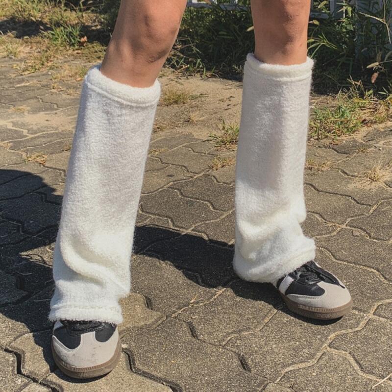 Damen Rippstrick Kniewärmer Socken mit Band