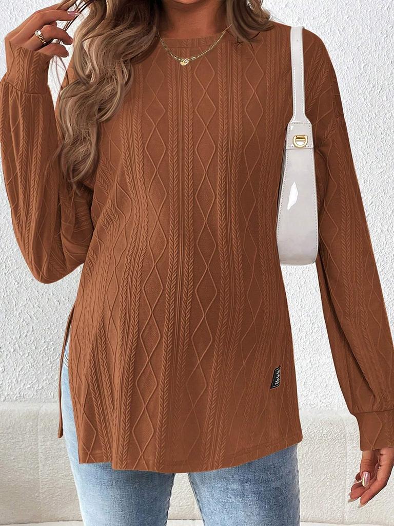 New Maternity Long Sleeve Solid Color Casual Top - Comfortable Round Neck T-shirt