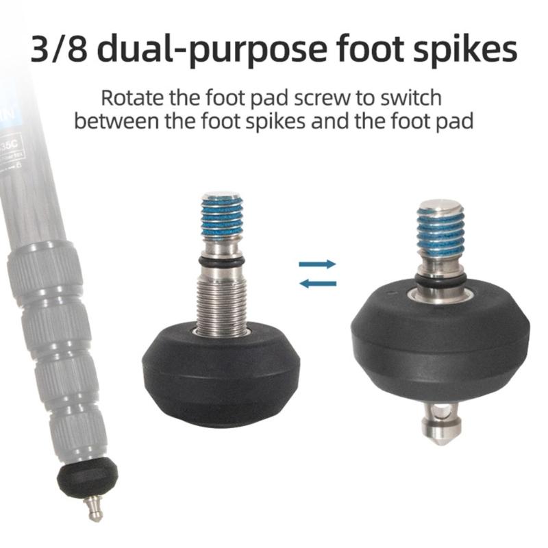 3/8 Thread Double Use Tripod Feet Spikes for DSLR Camera Monopod Nonslip Foot Pad with Wrench for Live Streaming