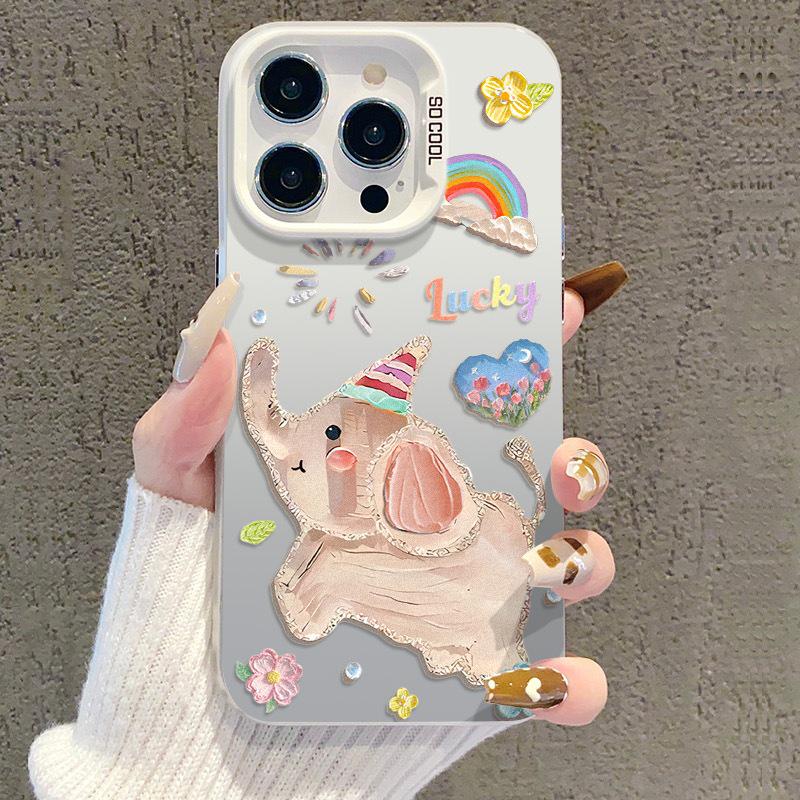 Silver Cartoon Elephant iPhone Case for iPhone 13/14 Pro, iPhone 15 Pro Max, iPhone 16 Pro, and iPhone 17 Apple 17 Pro
