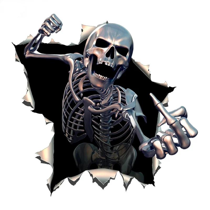 15cm/20cm Car Sticker Creativity Metal Angry Skeleton Skull Accessories Decal Decals Accessory Supplies Custom Stickers For Cars