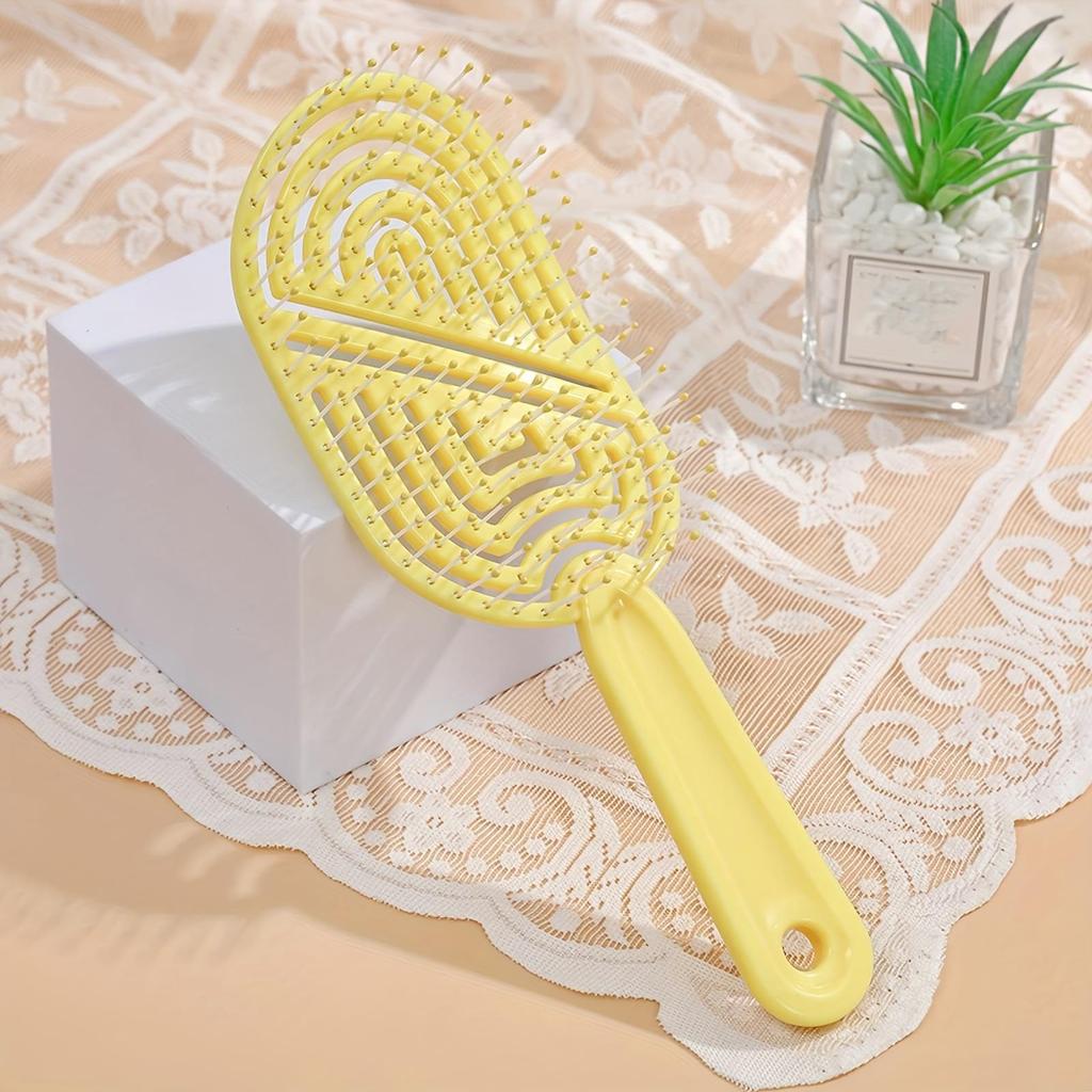 1 Stück Retro Ölkopf Hohl Haarstyling Kamm Trocken- und Nass-Doppelzweck Massage Knochenkamm Bogen Großer Bogenkamm