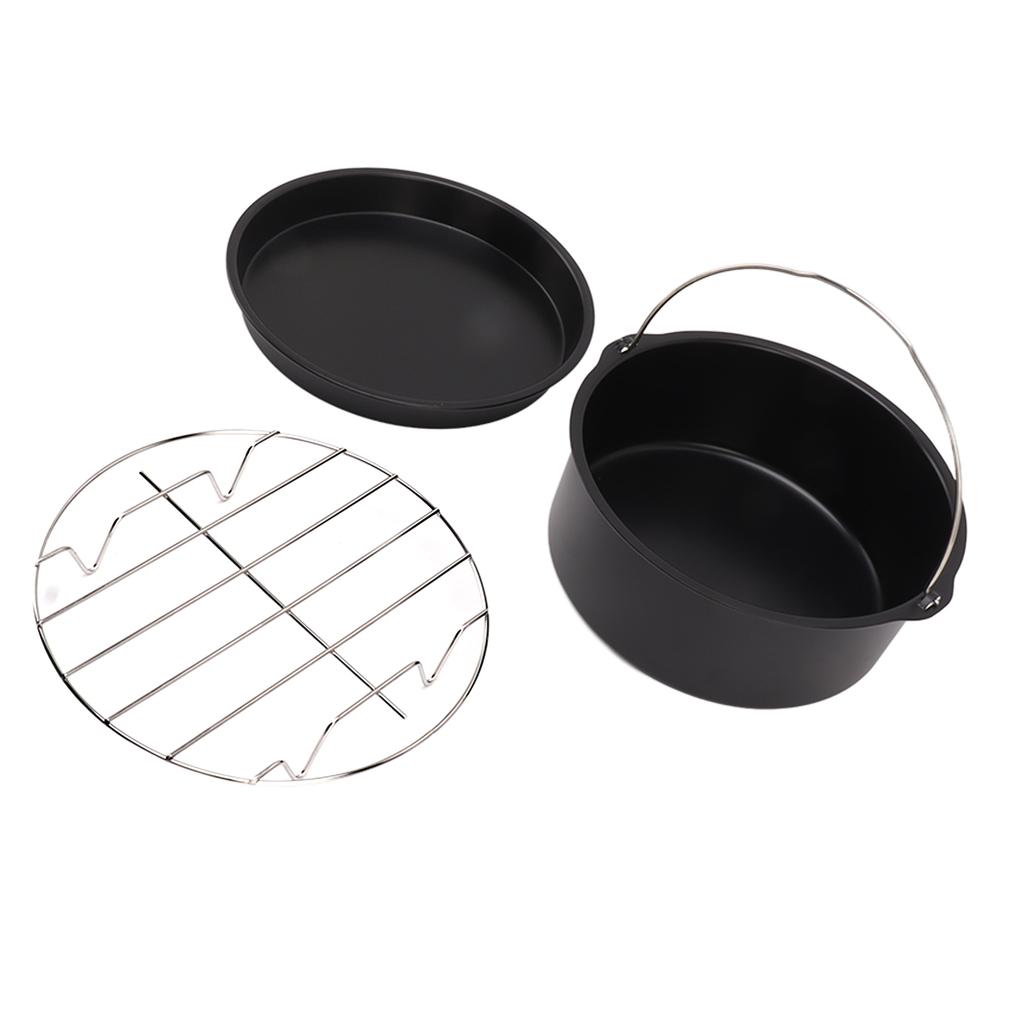 Fryer Accessories Stainless Steel Baking Cake Barrel Pizza Pan Grill Nonstick Coating Dishwasher