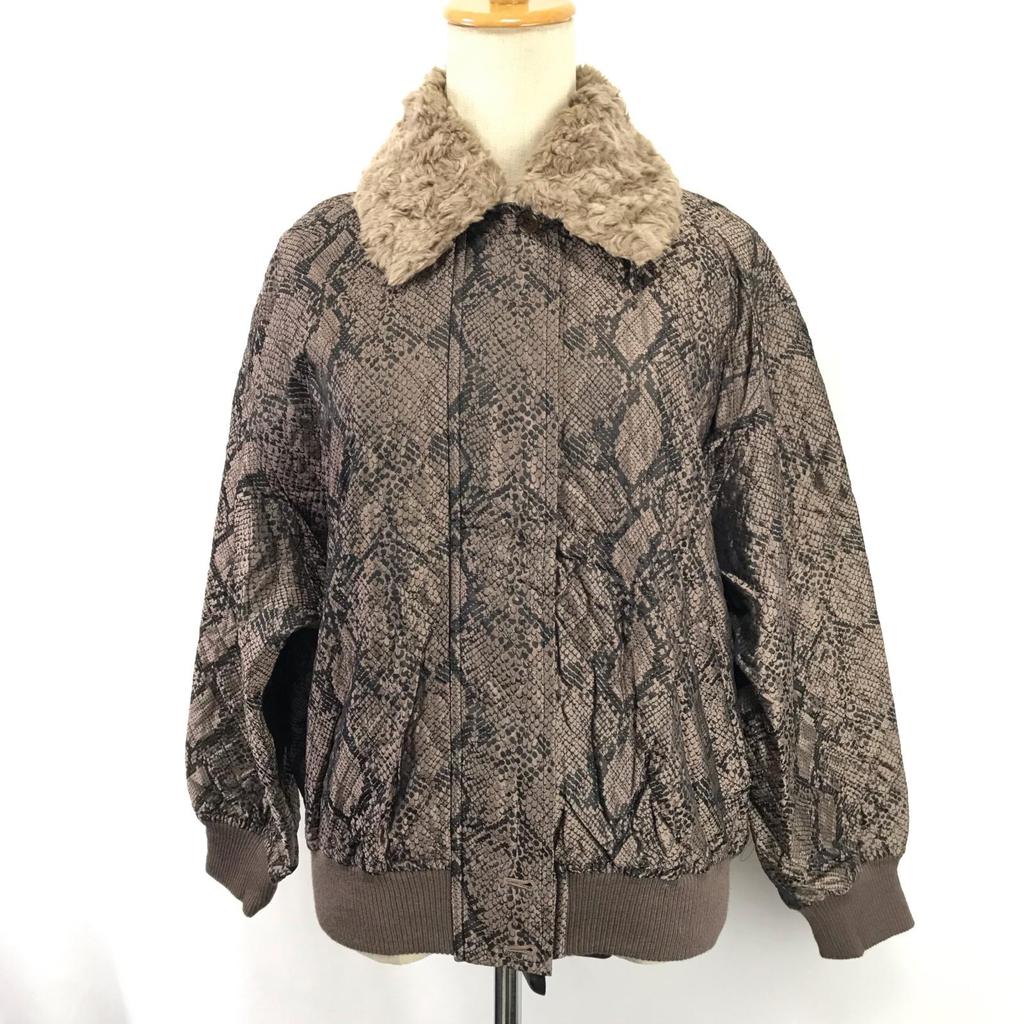 Made In Japan Madame Greco Aoyama Blouson Jacket M Women Brown Snakeskin Pattern(USED)