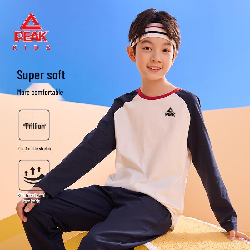 Peak Kids  Color-Block Cotton Long-Sleeve T-Shirt 140