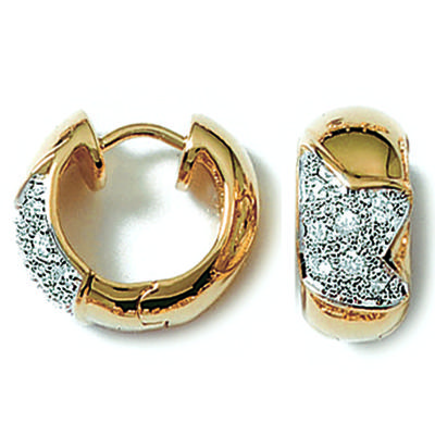 [K5146] - Gold Plated Hoop Earrings 'Déesse' Golden White - 17x7 Mm