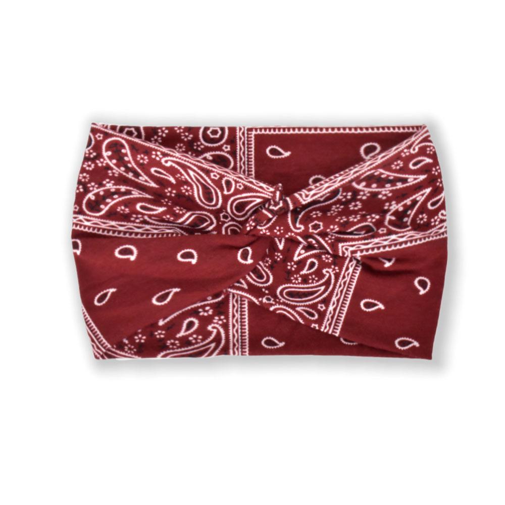 Faixa de cabeça elástica de ioga boêmia europeia e americana – acessório esportivo de cabelo com estampa cruzada de aba larga para mulheres