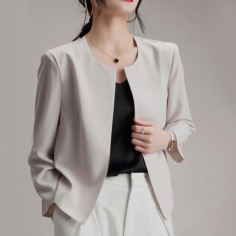 

Commuting Blazer Women s Thin Spring and Summer New Cardigan Temperament High-end Casual Suit Versatile Top M бежевый