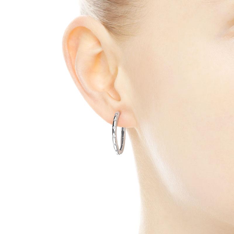 Brincos 925 Sterling Silver Classic Silver Circle Hoop Earrings Clear Zircon Earrings for Women Fashion Jewelry Silver Gift