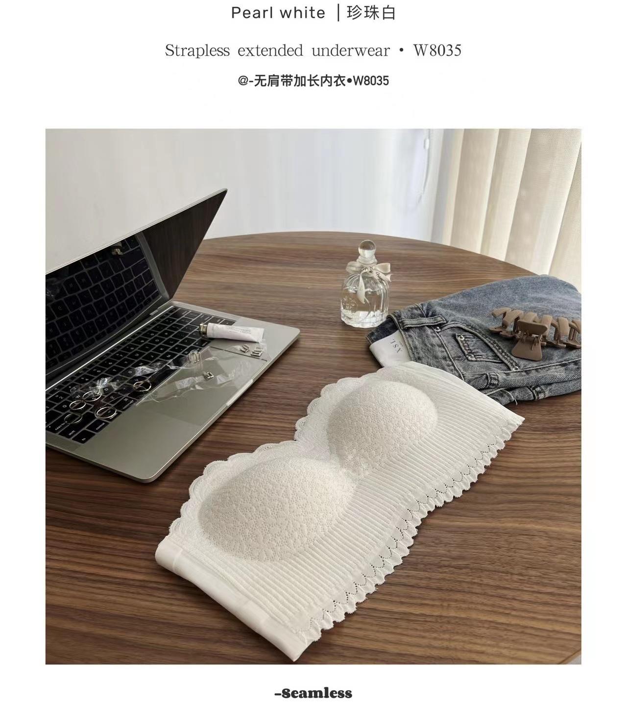 Summer strapless non-slip underwear women s small breasts gather and close sub-breasts wrapped tube top without steel ring lace bra cover ultra-thin S=32/70 жемчужина белый