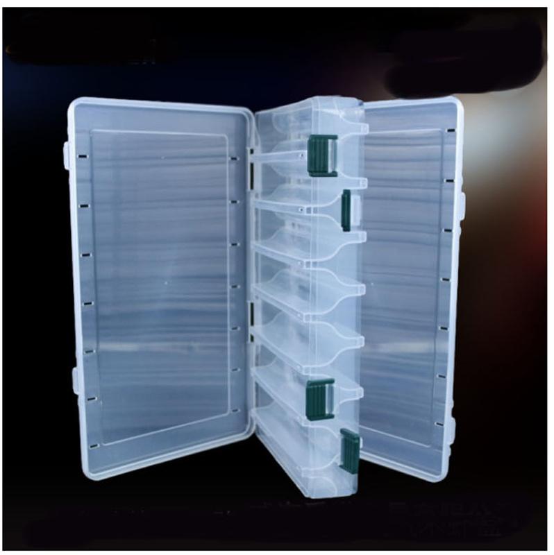 Angelbox mit 14 Fächern, Angelzubehör, Köderhakenboxen, Aufbewahrung, doppelseitig, hochfest, Angelköder-Tackle-Box