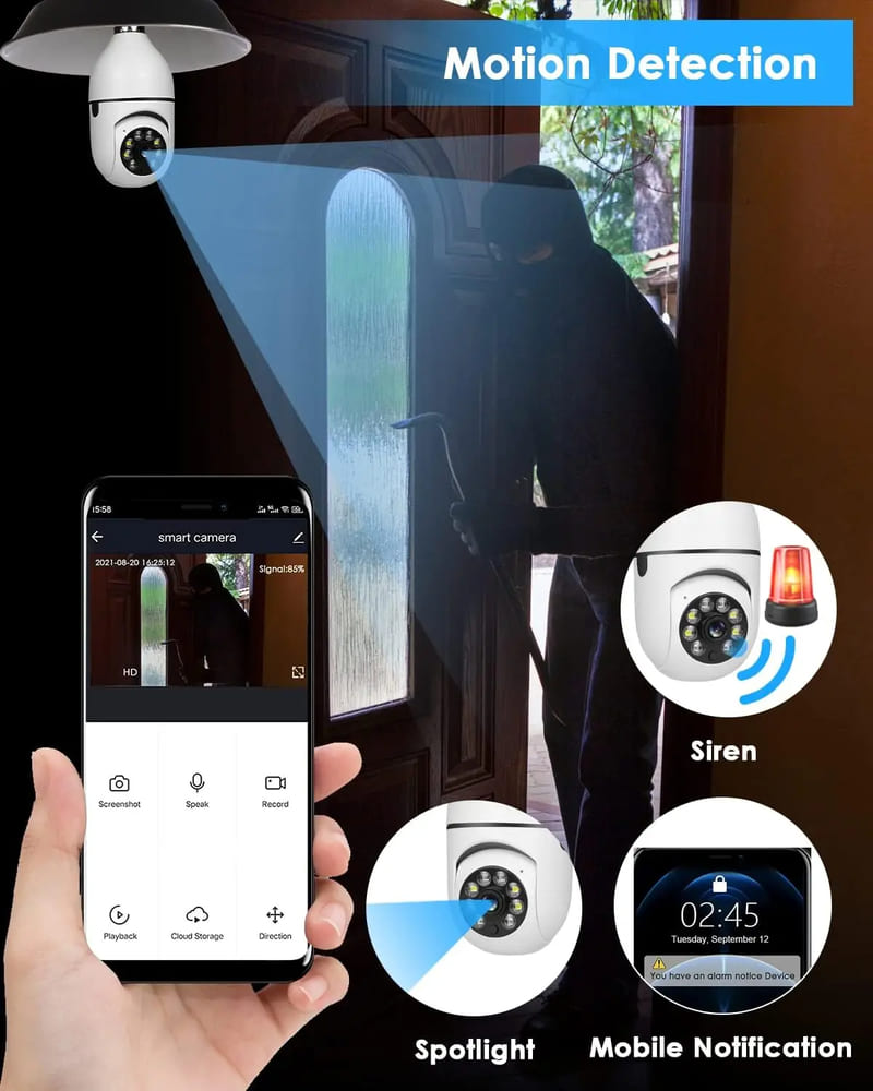 LS VISION 1080P Full-HD E27 Žárovková sledovací kamera Noční vidění 2,4G 5G WiFi Sledovací kamera Zabezpečení IP kamera Sledování člověka Video Sledování