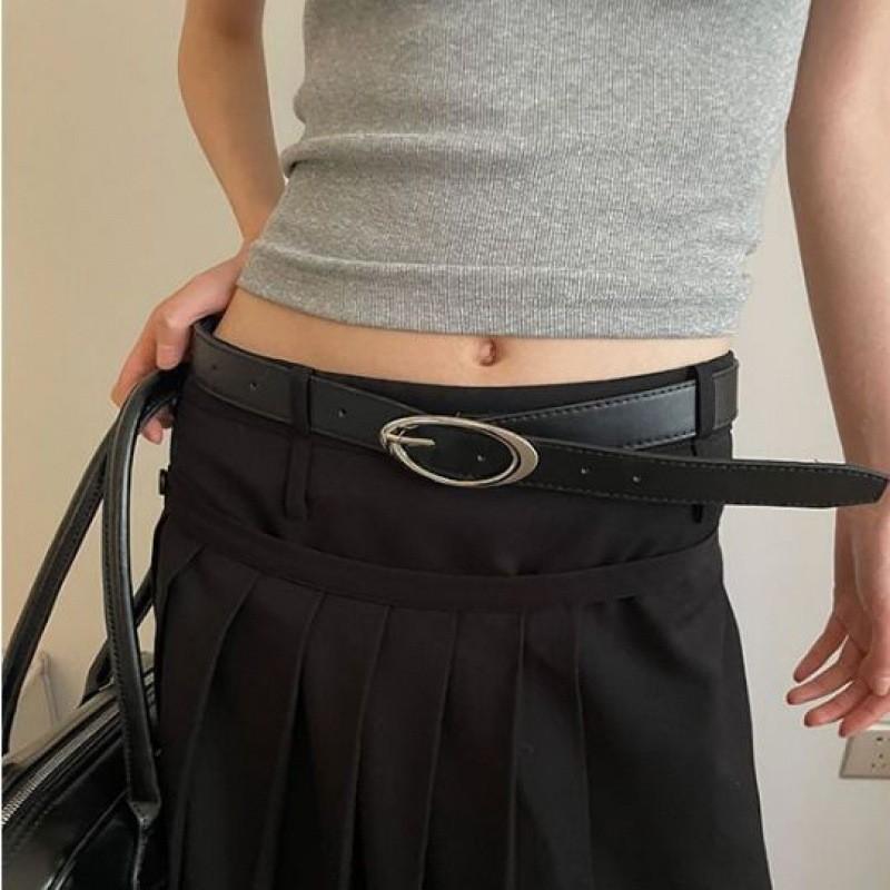 Black Pu Versatile Belt With Timeless Moon Design For Fashionable Looks Denim